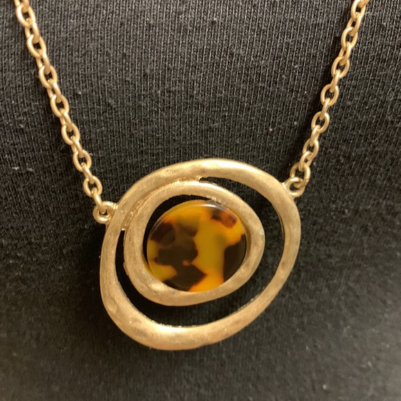 Necklace, Gold and Brown circle design, Double stranded, 21 1/2” - Picture 3 of 9